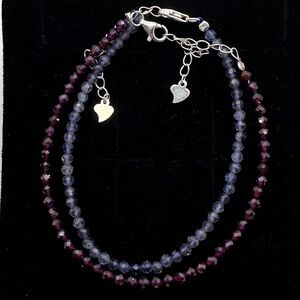 natural garnet and iolite faceted bracelets sterling extension clasp